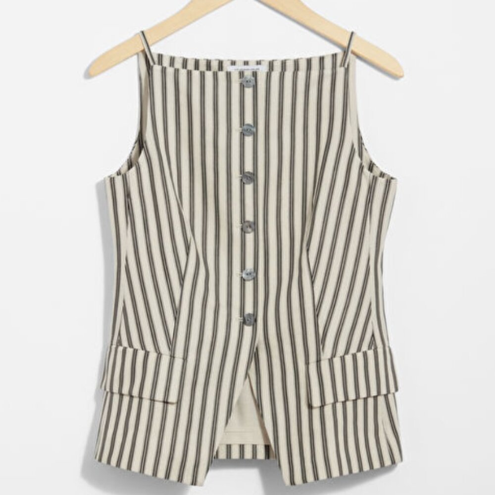 & Other Stories Tailored Strappy Button up Vest top Small NEW WITH TAGS